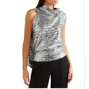 Roland Mouret NWT Eugene Open-Back Draped Sequined Crepe Top Size 8US